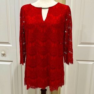 Elegant Red Lace Women's Top (Size S)